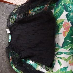 Zara black semi sheer sleeve Top a chiffon look and feel. Size 8